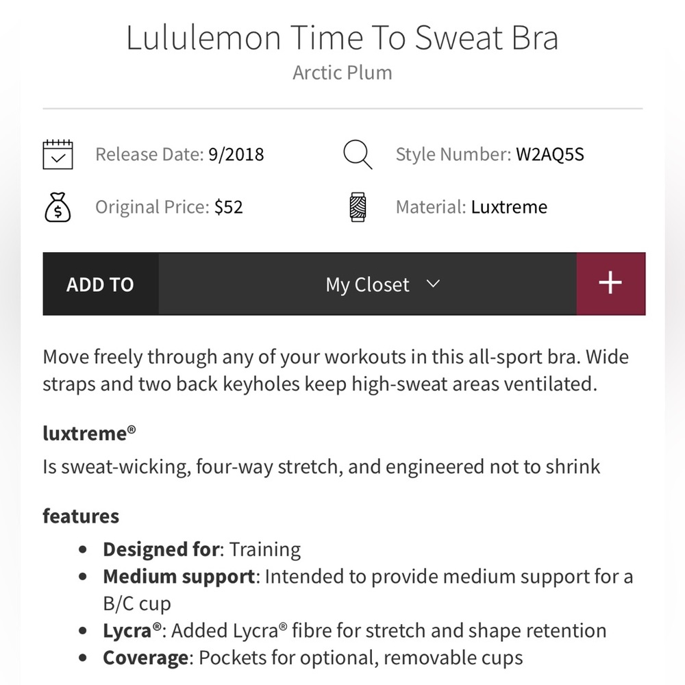 Lululemon Time To Sweat Bra - Picture 2 of 5